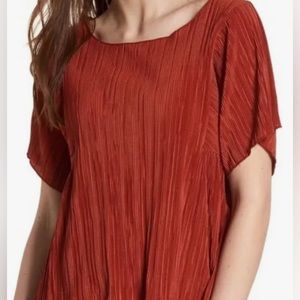 Madewell Burnt Orange Pleated Blouse Size Medium